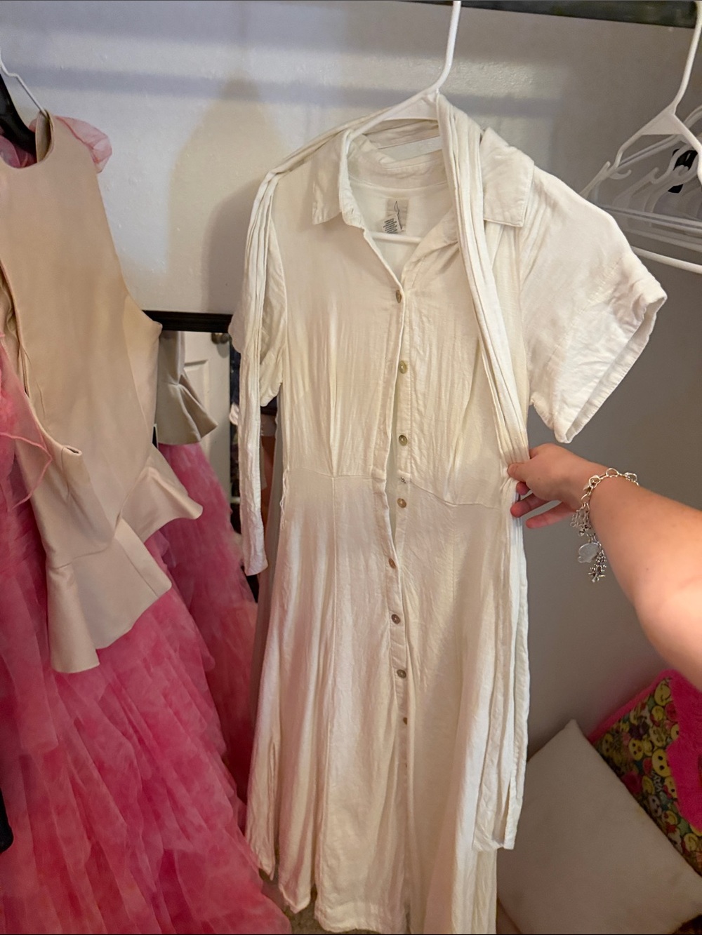 Joie Cream Button-Front Maxi Dress